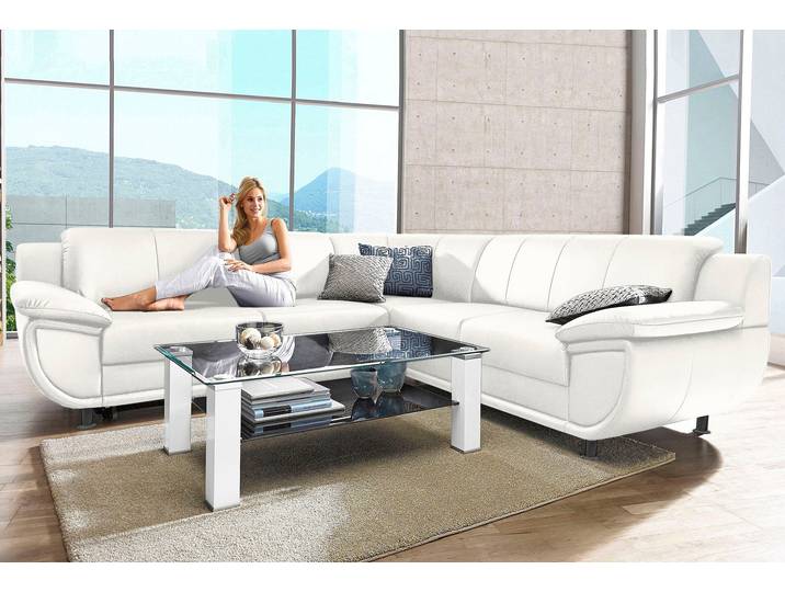 Ecksofa, Weiß, 267x247 cm, Kunstleder SOFTLUX, Schlaffunktion, Modern