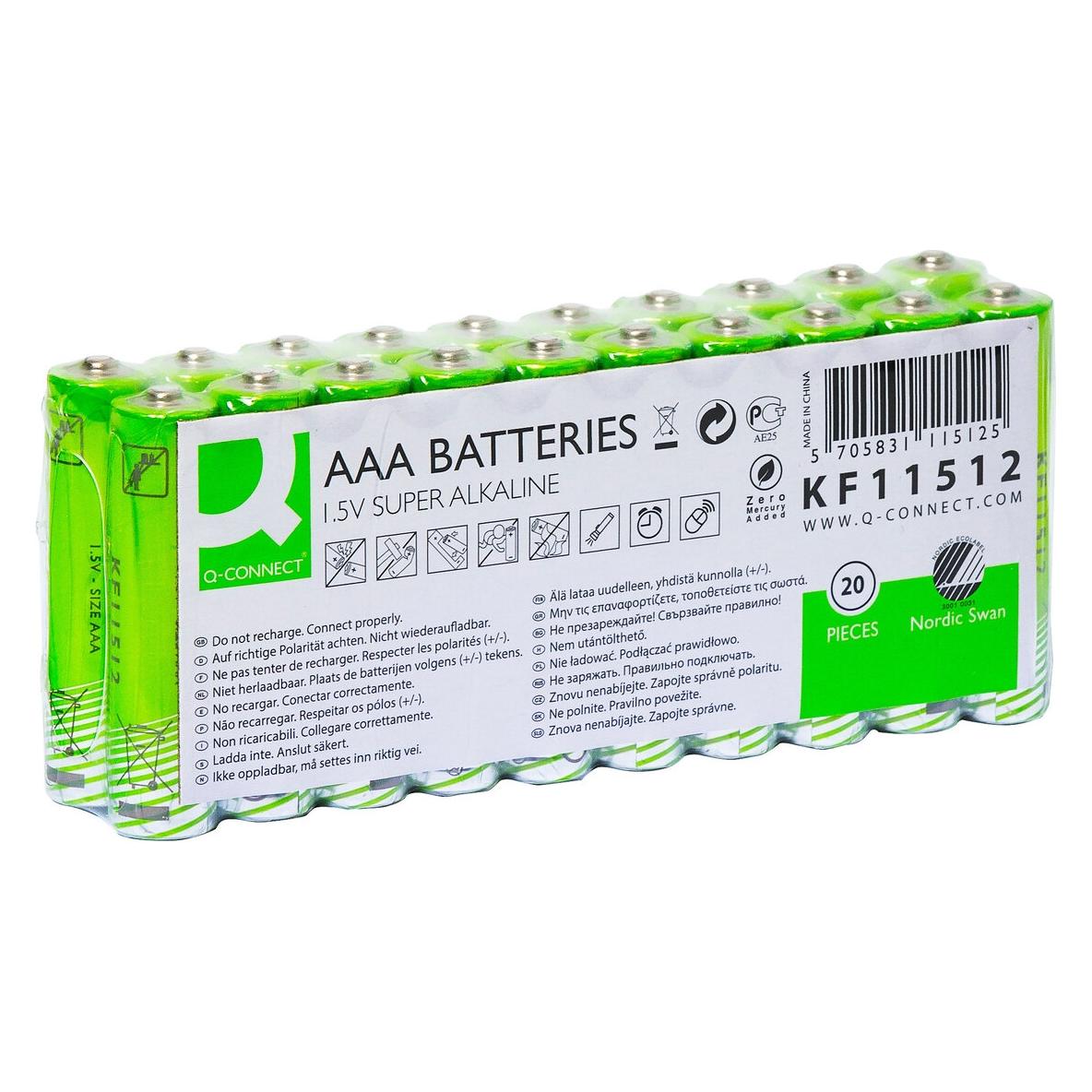 Q-Connect Batterie AAA/LR03 20ST Nordic Swan grün (20 Stk., AAA, 1150 mAh) (KF11512)