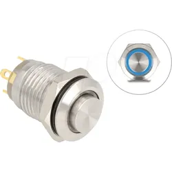 DELOCK 20984 - Drucktaster Edelstahl, beleuchtet, LED - Ring, blau, IP65