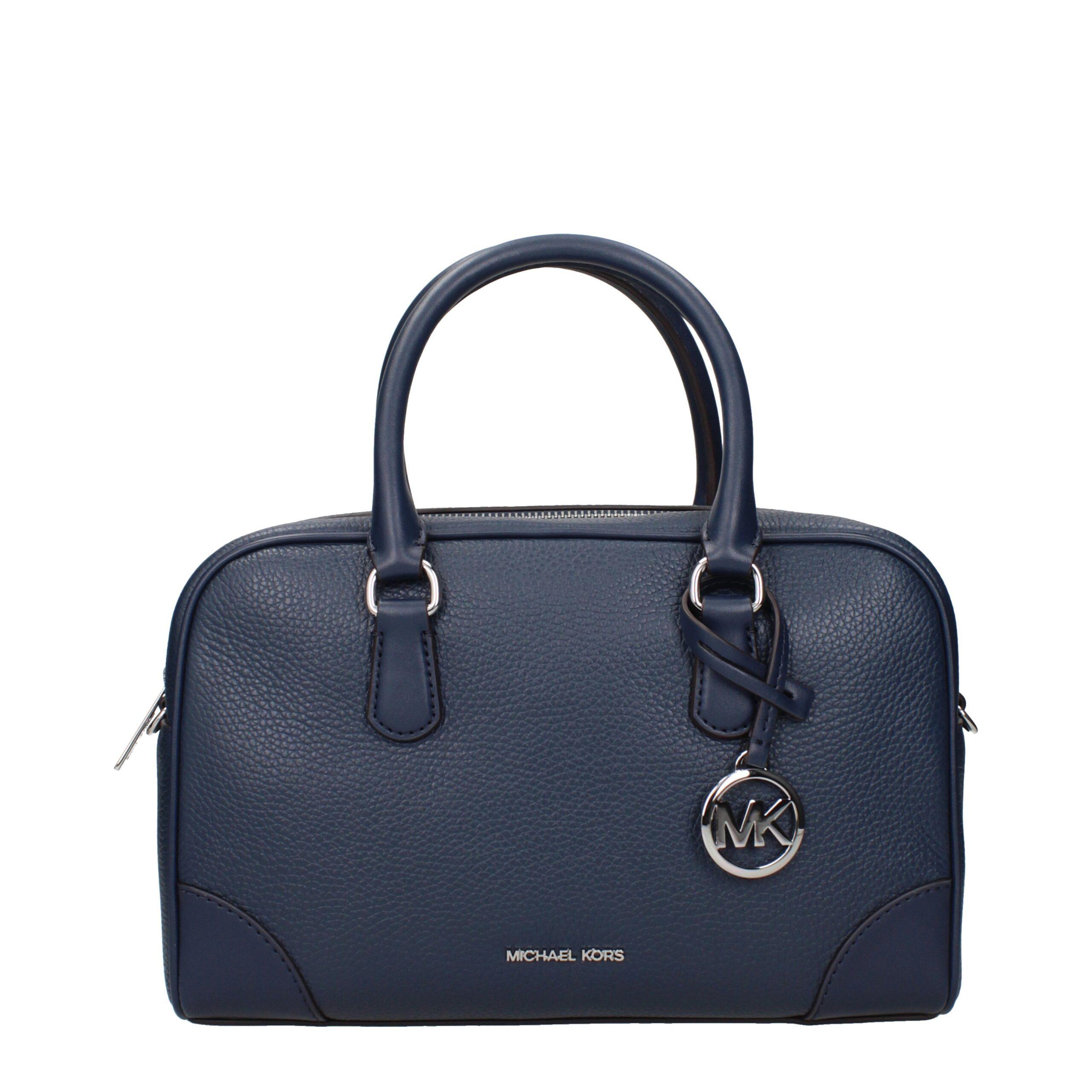 Blaue Lederhandtasche