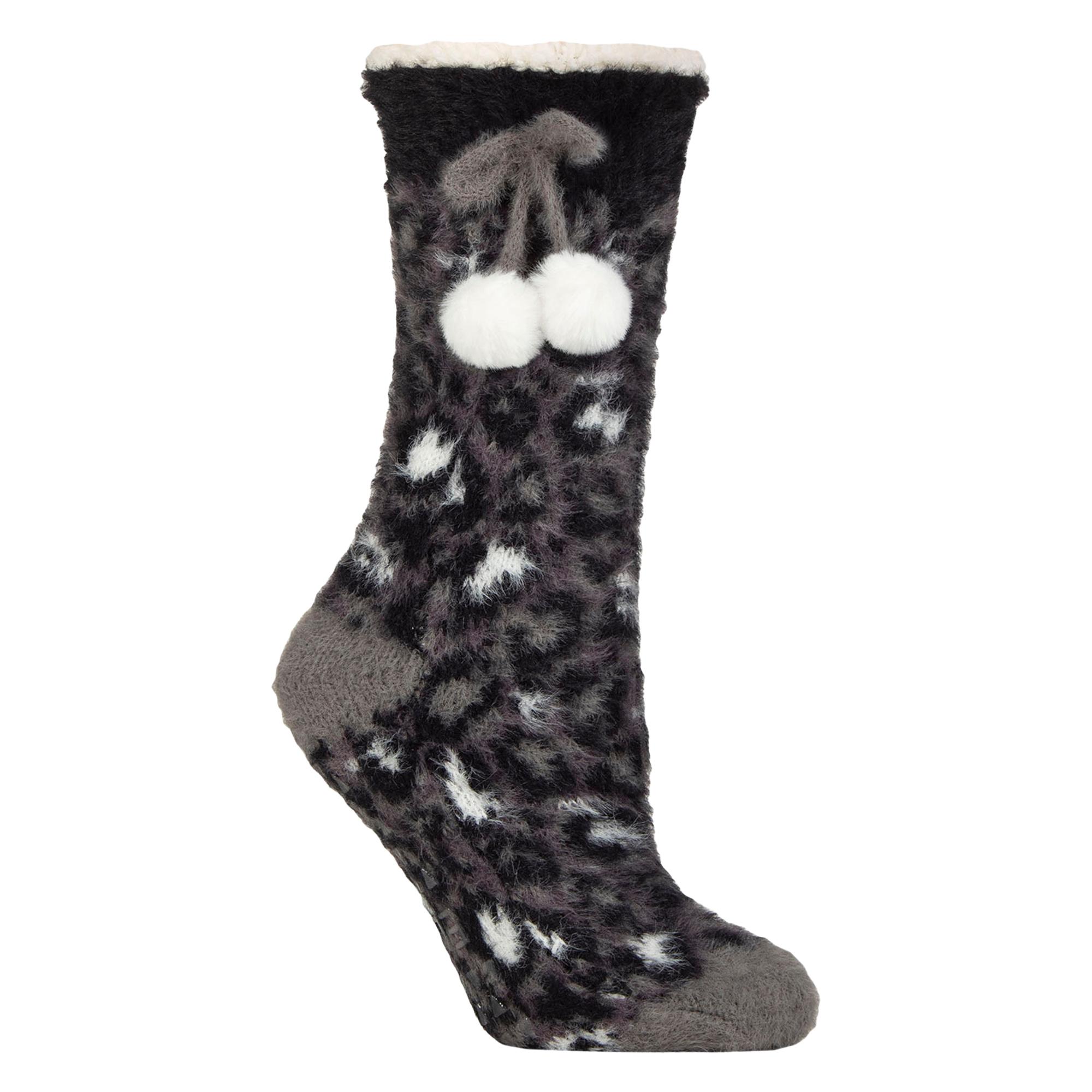 1 Paar Dames Sherpa Gevoerde Grip Sokken - Warme Fluffy Cozy Antislip Comfort
