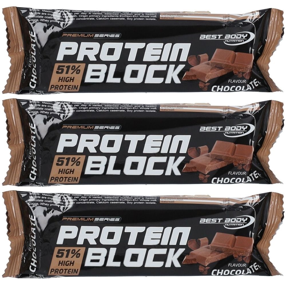 Best Body Nutrition Vital Protein Block Chocolate 3x 3x90 g Riegel