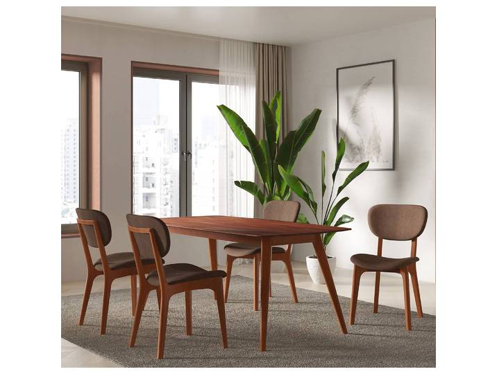 Essgruppe Nadir 5-teilig 140 x 80cm Braun/Tabakbraun Kirschbaum Dekor