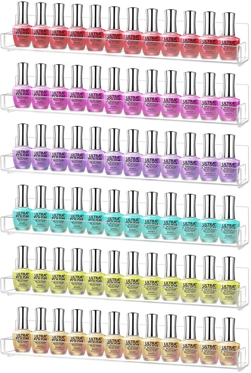 Omgoods 6-Pack Acryl Nagellak Rek - Wandplank voor 90 Flessen