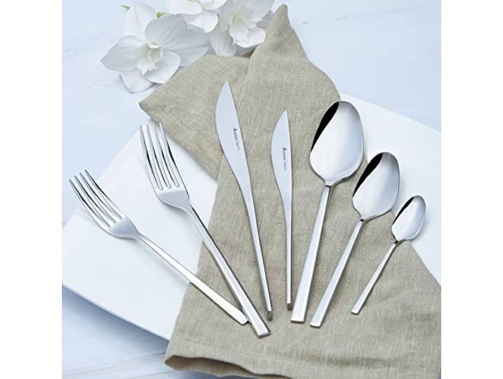 Karaca Everest 84-tlg. Elegance Besteck-Set mit Box, Für 12 Personen 18/10 Edelstahl Besteck- Set, Spulmaschinengeeignet, Perfekt fur den taglichen Gebrauch, Premium-Qualitat