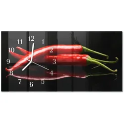 WANDUHR aus Glas 60x30 cm - Chilischoten