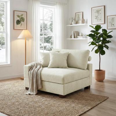 DREAMSIDEA Chenille Upholstered Armless Accent Chair With Plush Cushion