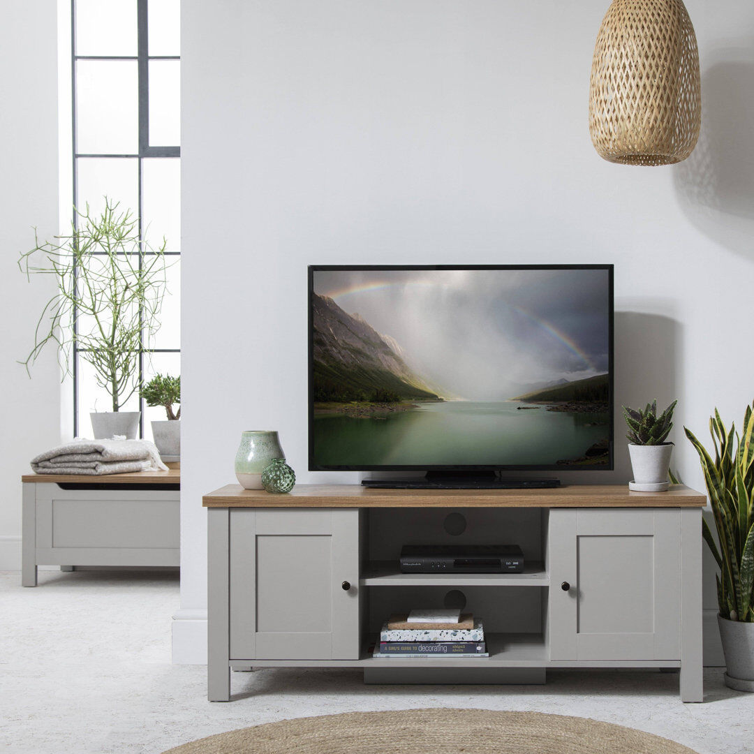 17 Stories Maryhannah 120cm TV Bench, Alabaster Stone Grey 88"