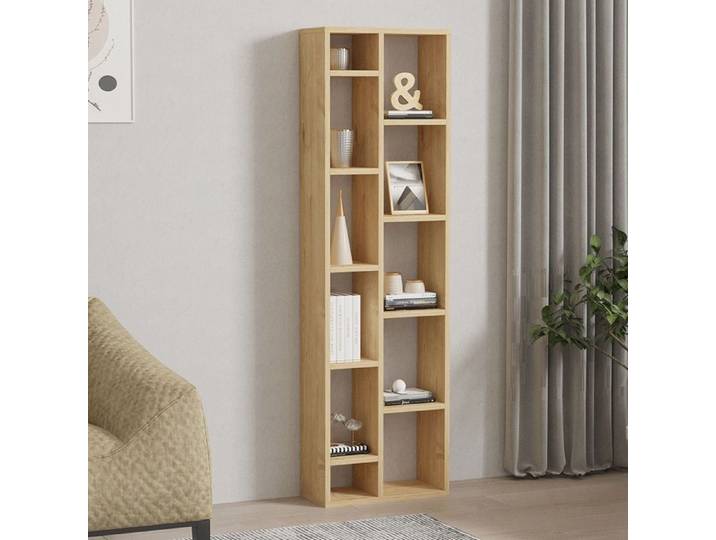 Bibliothèque Mortara Dmora en Bois Noble Chêne Marron 45x20x150h cm