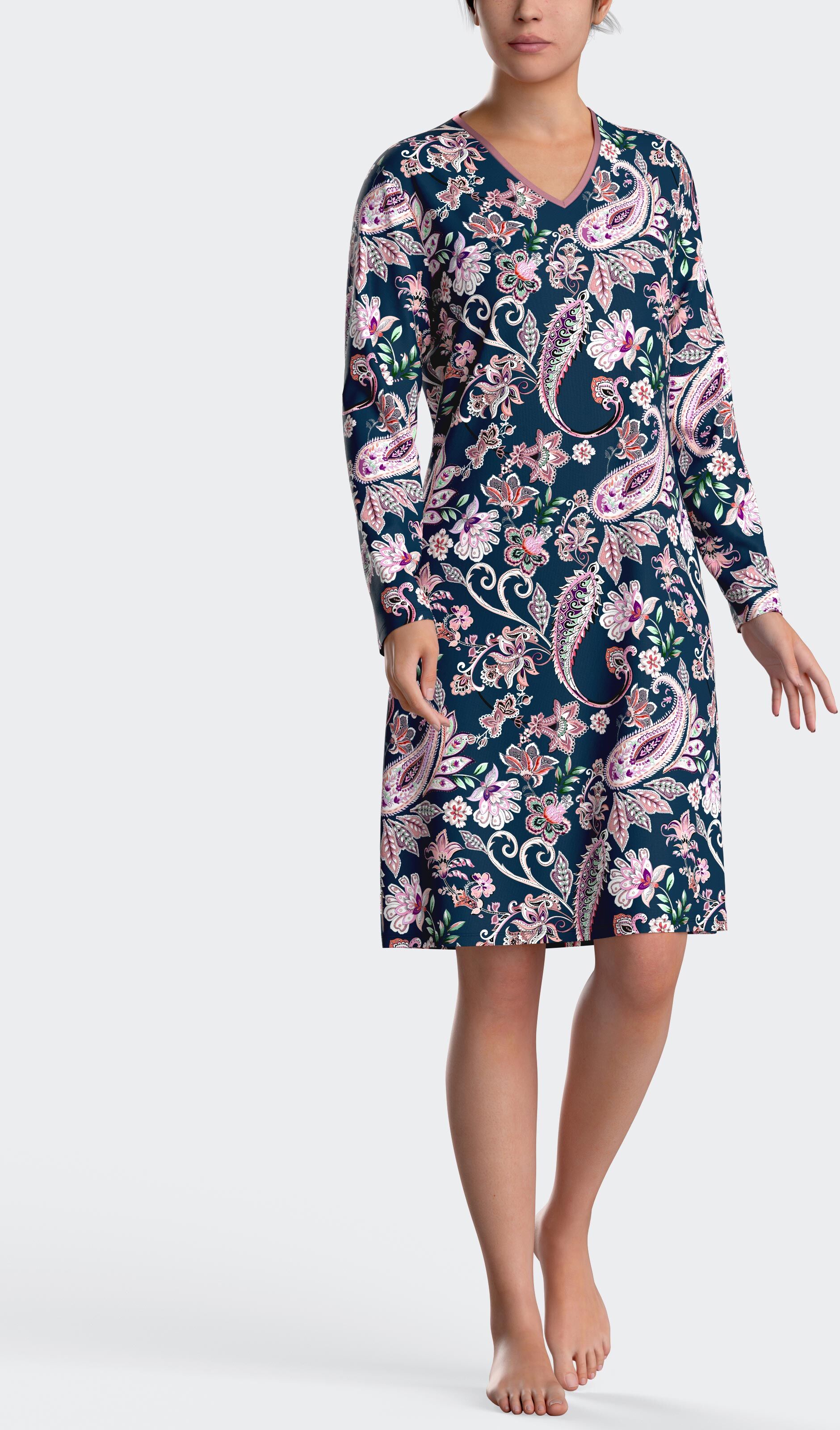 IMPETUS Camisa de dormir estampado cachemira AZUL ESCURO