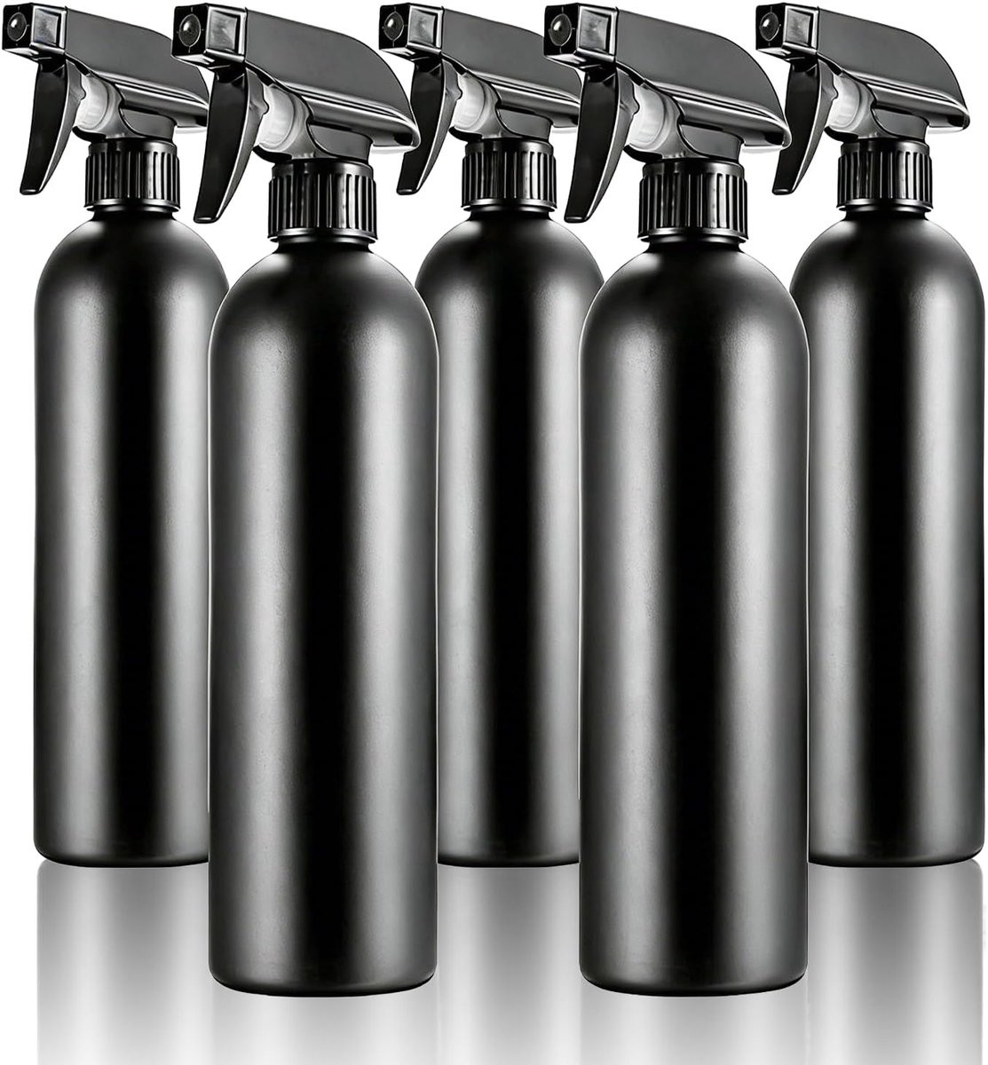 Set van 6 lege spuitflessen van 500 ml voor planten en haarverzorging, zwart
