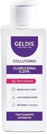 Geldis Clorexidina 0,20% Frutti di Bosco 200 ml Collutorio Azione d'Urto Antibatterica e Anti-macchia