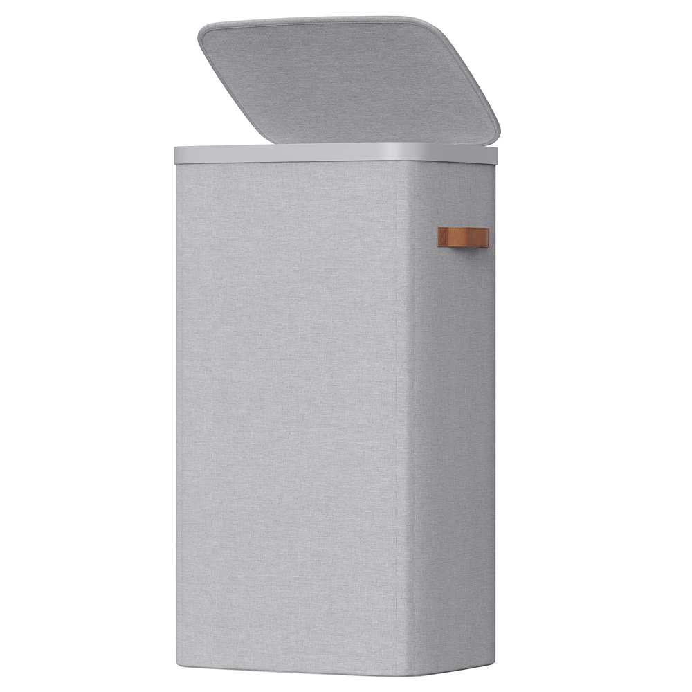 SONGMICS Wäschekorb, 100 L Wäschesammler, Wäschetonne mit Deckel und Griffen LCBB35811GD01