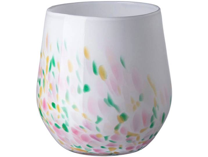 Dekovase FINK SANJA , bunt (bunt, weiß), B:16cm H:17cm T:16cm Ø:16cm, Vasen, Dekovase