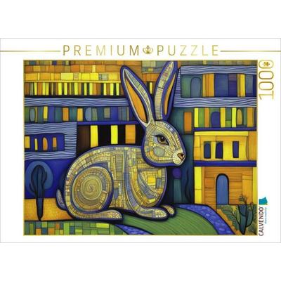 CALVENDO Puzzle Hase in der Sasse | 1000 Teile Lege-Größe 64x48cm Foto-Puzzle für glückliche Stunden