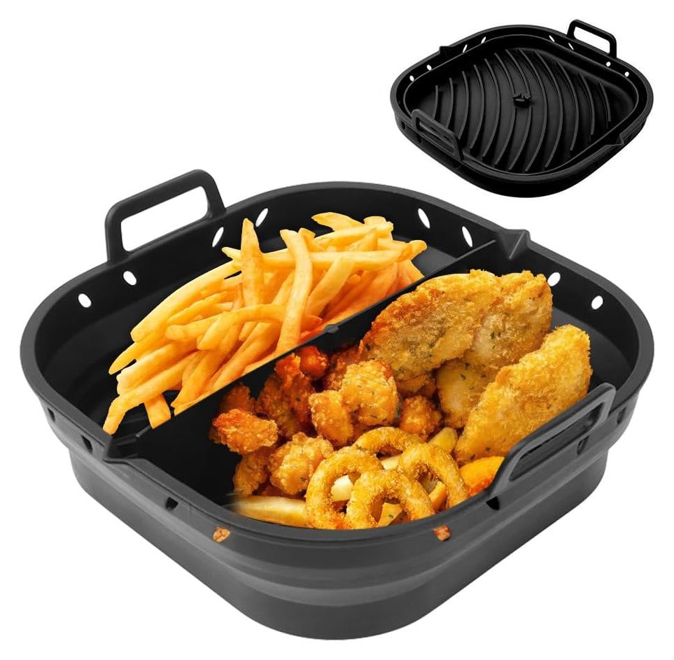 Selius Siliconen luchtfriteuse voeringen, herbruikbare air fryer mand met scheidingswand