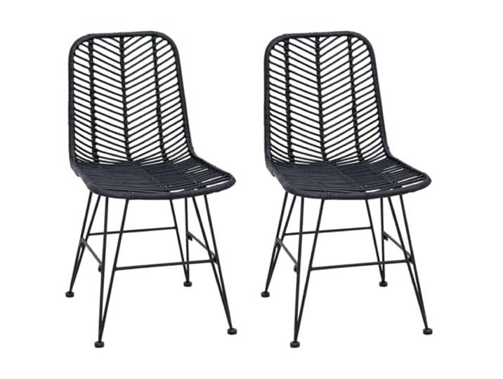 Todiikf 2er Set Esszimmerstuhl Rattan Lehnenstuhl mit Eisenbeinen Schwarz Handgewebtes Rattan-Design sorgt für Belüftung im Essbereich. Stabiler Eisenrahmen trägt verlässlich bis zu 220 kg.