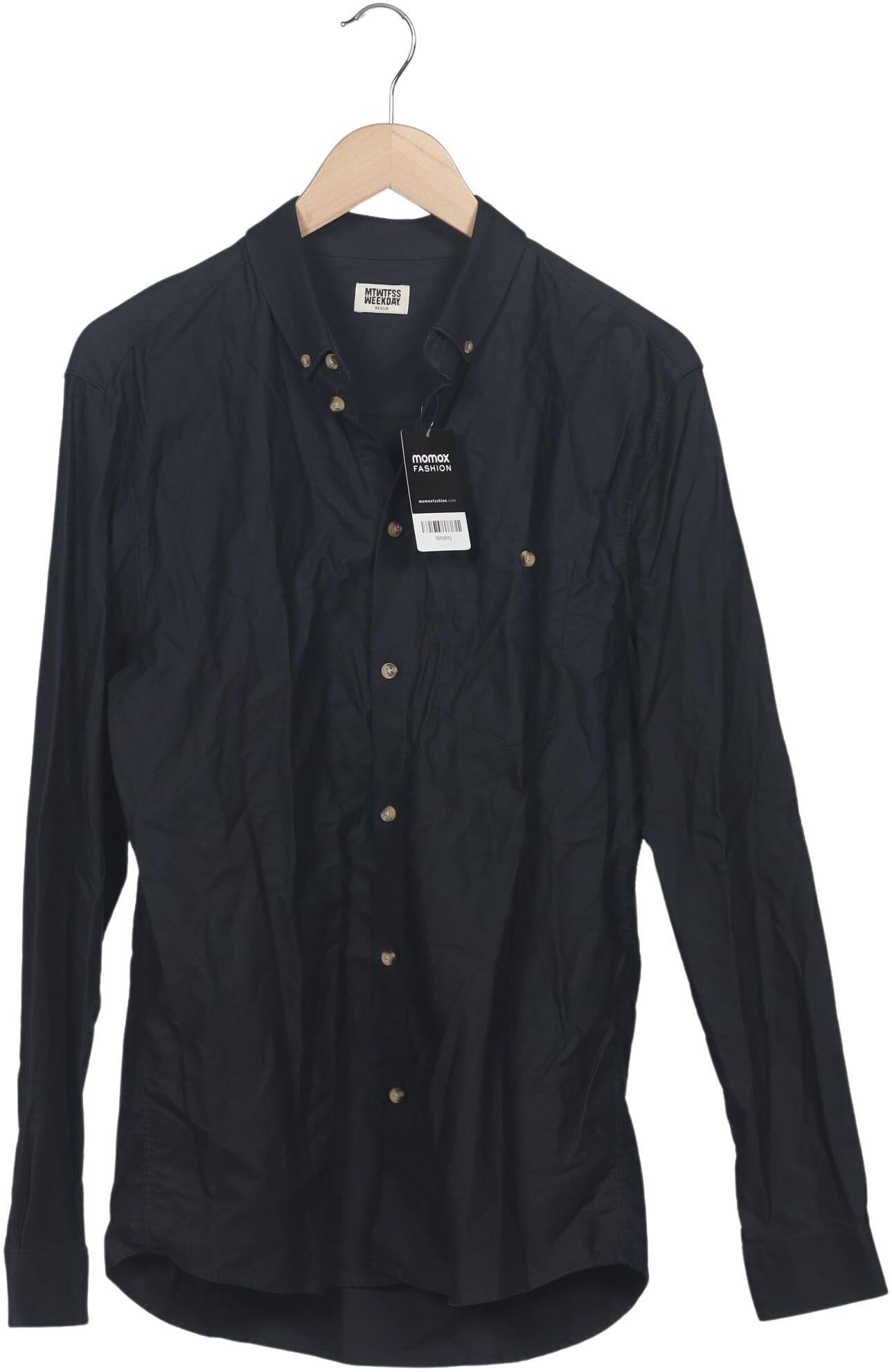 Weekday Herren Hemd, Marineblau, Gr. M, Baumwolle - Second Hand