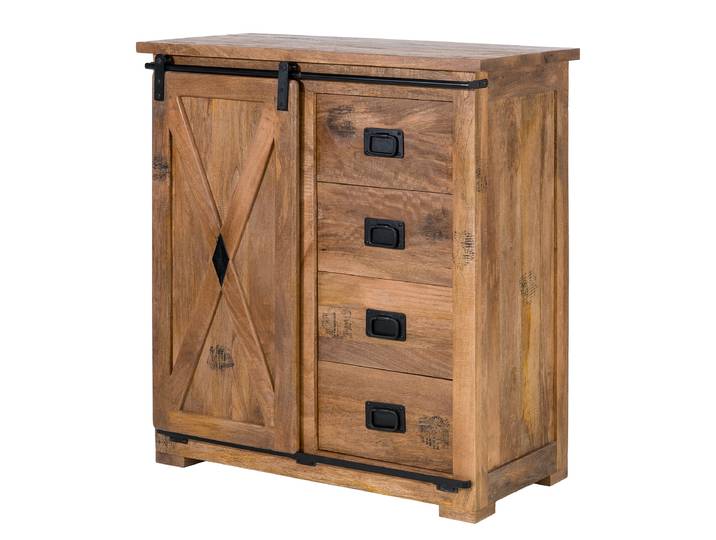 Commode massive 4 Tiroirs 90 x 100 x 45cm Marron
