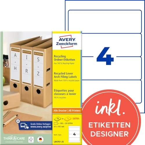 AVERY Zweckform Ordneretiketten weiß, 30 Blatt