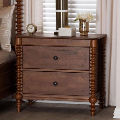 Neviah 2-Drawer Nightstand by Baxton Studio in Walnut Brown (Size OS)