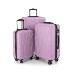 SUITLINE - 3er Koffer-Set Hartschalenkoffer Trolley, TSA, S M & L, Flieder