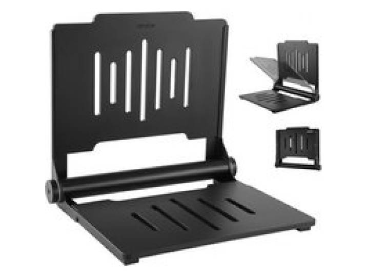VEVOR opklapbare douchestoel voor wandmontage (zitvlak 496 x 417 mm), opklapbare wandstoel met ondersteunende rugleuning, douchestoel (draagvermogen 180 kg) voor volwassenen en senioren, geschikt voor badkamer en hal.