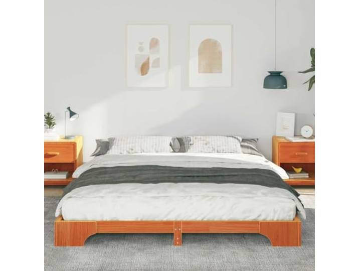 KTHLBRH Bett Kiefer massiv braun 180 x 210 cm Lattenrost, robust, modernes Design, pflegeleicht
