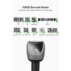 Inateck Barcodescanner 52 black (BCST-52 black) (1D-Barcodes, 2D-Barcodes), Barcode Scanner, Gelb, Grau, Schwarz