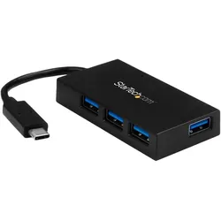 StarTech USB 3.0 HUB 4 PORTS (USB-C, 4 Ports), Dockingstation + USB Hub, Schwarz