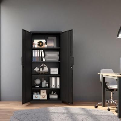 VIVIADORE Metal Storage Cabinet with Locking Double Doors,4 Adjustable Shelves for Home Office, Archive Room and Workspace