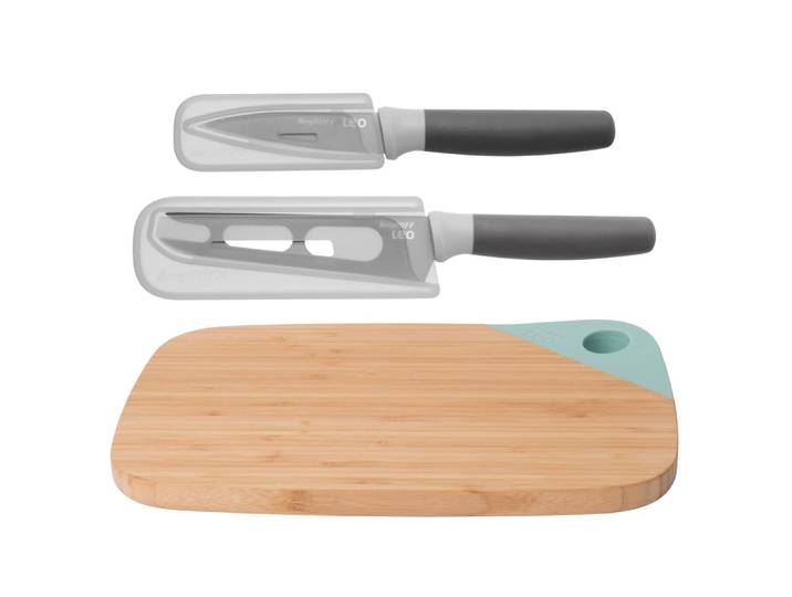 Set de 2 couteaux avec planche à découper en bambou
