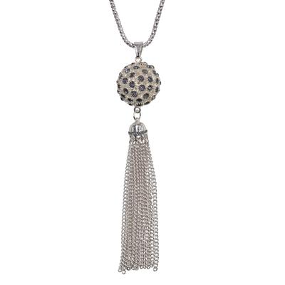 Collierkettchen STEUER "Metall glanz Glasstein lila", silber, Halsketten, Damen, 90cm, Metall, L: 90, glitzernd