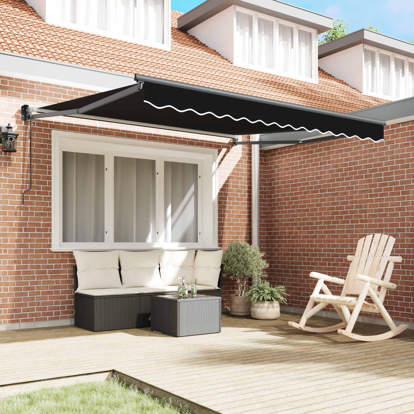 vidaXL Auvent rétractable Noir 350 x 250 cm Polyester et métal