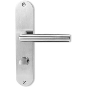 Lockzz Drückergarnitur Nürnberg, Edelstahl matt, mit Langschild, für Bad-/WC-Tür