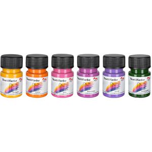 Ideen-mit-Herz Stoffmalfarben 013910, kräftige Textilfarben, 6 Farben, für helle & dunkle Textilien, bis 40°C, 6x 30ml