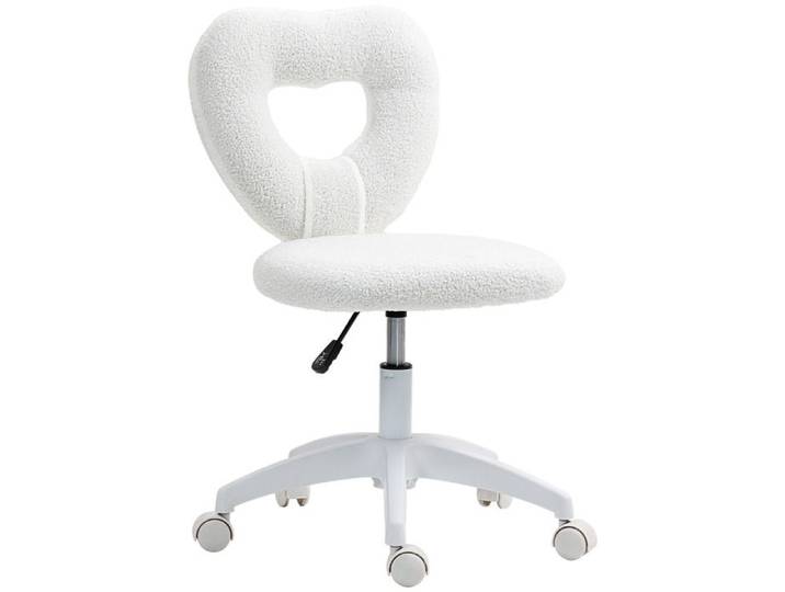 Chaise de bureau dossier en forme de cœur rembourrée blanche