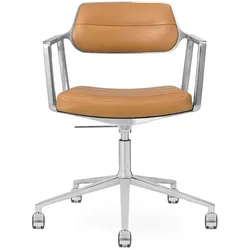 Bürodrehstuhl Vipp 453+ Vipp Bezug Anilinleder camel braun, Designer Vipp Design, 67x70-77.5x67 cm