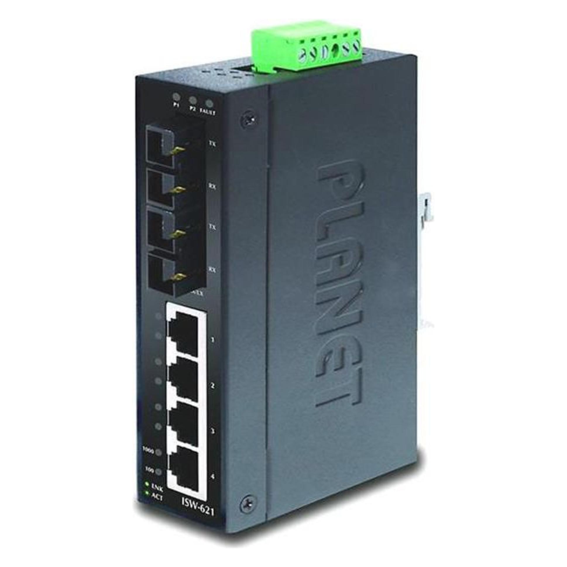 Planet Industrieller Fast Ethernet Switch 4-Port RJ45 + 2-Port Gigabit Combo IP30 (4 Ports) (ISW-621)