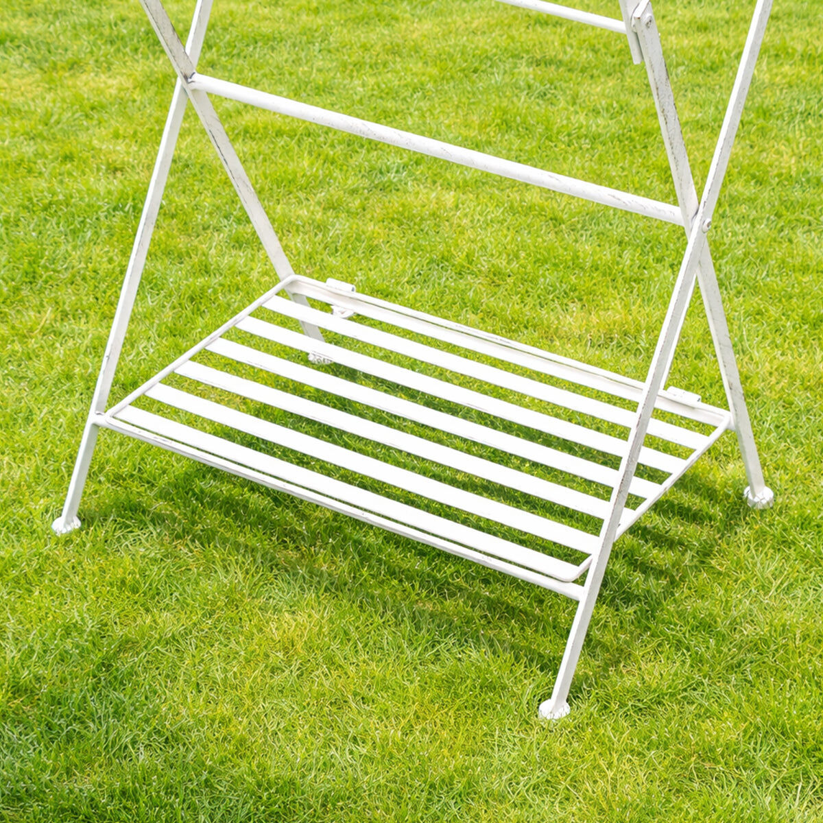 Rectangular Cream Metal Garden Side Table - 72cm x 52.5cm Metal