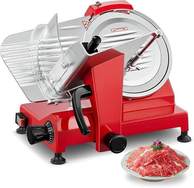 Allesschneider Elektrisch Aufschnittmaschine mit 25 CM Edelstahlklinge, Integrierter Schärfer, Einstellbare Dicke 0-12 mm, Professionelle Schneidemaschine für Fleisch, Schinken, Käse & Brot
