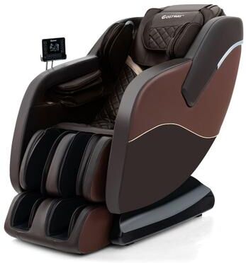 Costway Full Body Massage Chair with Airbags and Heater-Brown