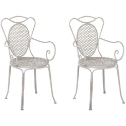 GARTENSTUHL 2er-Set Metall hellgrau Cilento