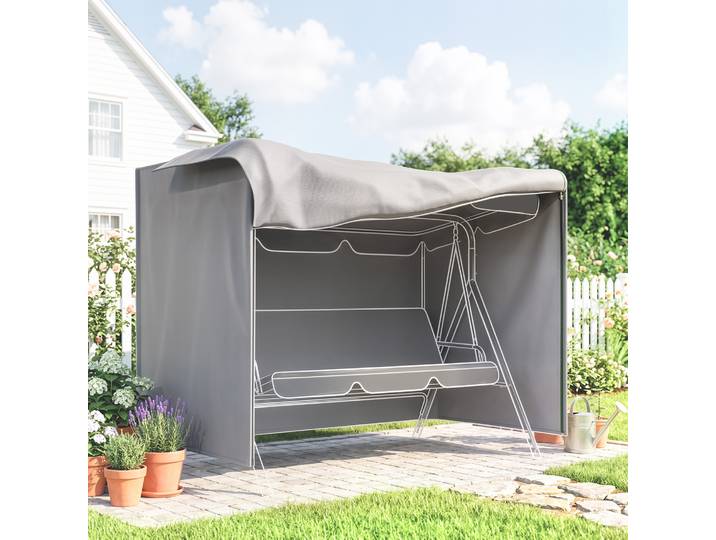 Outsunny Housse Balancelle 3 Places Polyester Gris