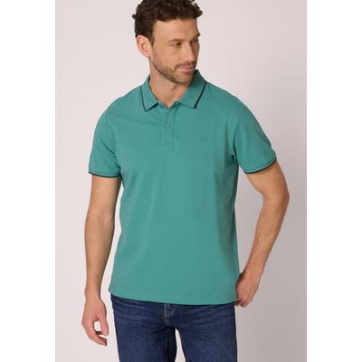 Poloshirt STREET ONE MEN, Herren, Gr. XL (44), grün (caribbean grün), Web, 100% Baumwolle, unifarben, normal normal, hoch geschlossener Ausschnitt, abgesteppt, Shirts, aus reiner Baumwolle