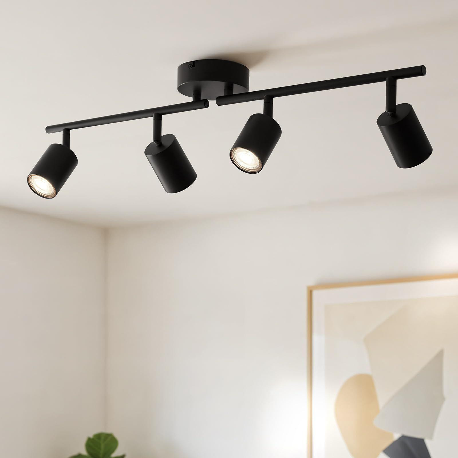 Selius Plafondspot zwart 4-lichts GU10 plafondlamp