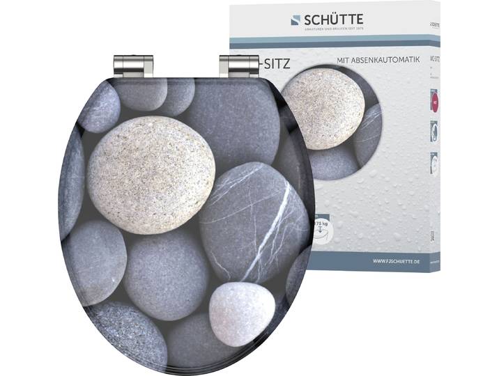 WC-Sitz SCHÜTTE GREY STONES , bunt, B:375cm L:435cm, MDF - Mitteldichte Holzfaserplatte, WC-Sitze, WC-Sitz, mit Absenkautomatik und Holzkern, MDF