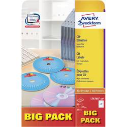 Avery-Zweckform L7676A-40P CD-Etiketten Ø 117 mm Papier Weiß 80 St. Permanent haftend Farblaserdrucker, Laserdrucker, Farbkopierer, Kopierer,