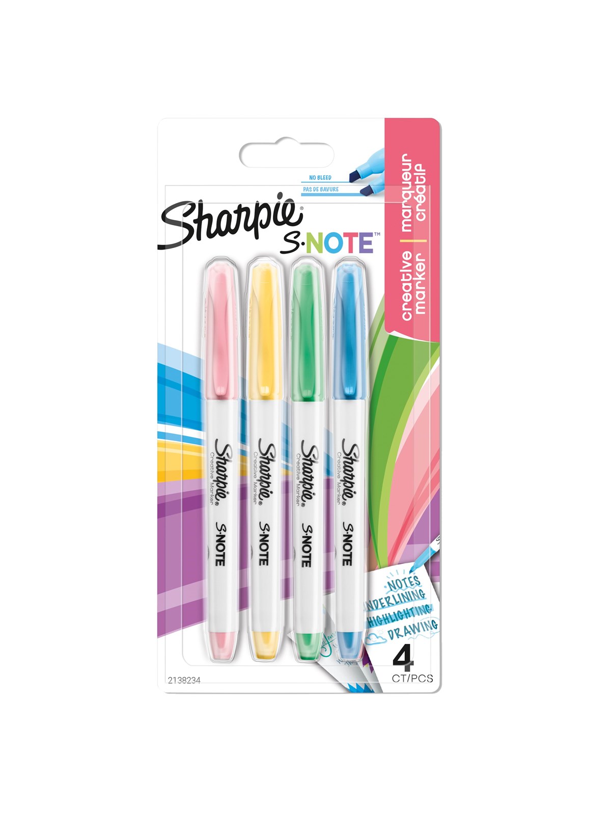 Sharpie S-Note Textmarker & Kreative Markerstifte | Schreiben, Malen, Markieren & Mehr | geschmischte Pastellfarben | 2-in-1 Keilspitze (Breit & Fein) | 4 Stück Highlighter