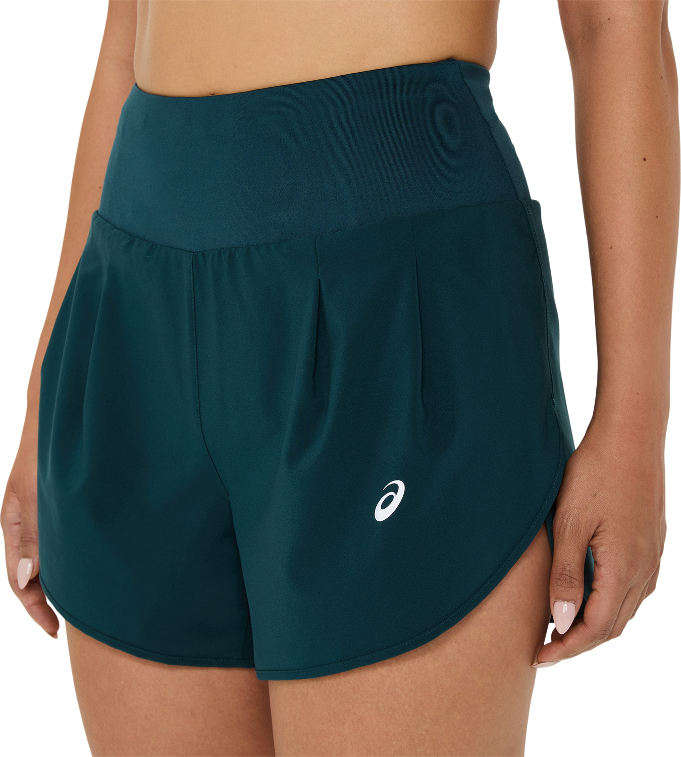 Laufshorts ASICS "ROAD 3.5IN SHORT", Damen, Gr. XS (34), N-Gr, grün (saxon grün), Obermaterial: 100% Polyester, Hosen Laufshorts, Schnelltrocknend, Reflektierend, Praktische Taschen saxon grün XS (34), N-Gr